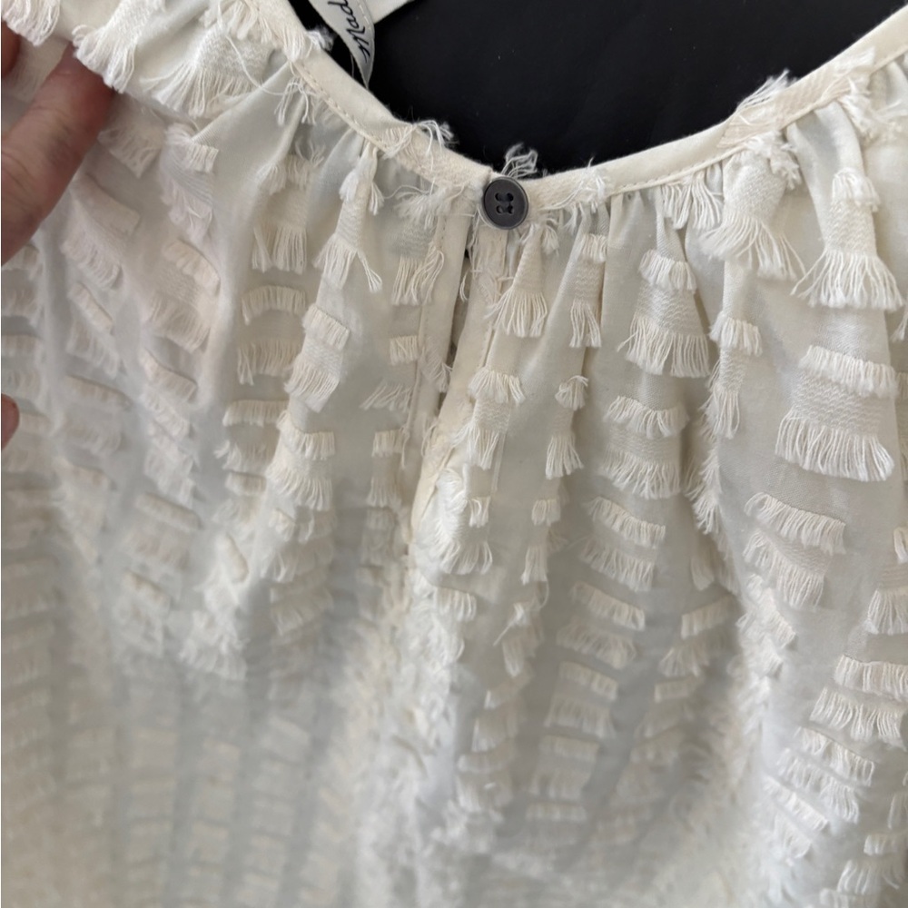 Madewell ivory fringe Textured Sleeveless coverup Dress size small - Picture 5 of 7